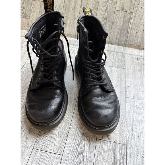 Dr. Martens Doc 1460 J Combat Boots Kids Youth Size 1 Black Leather Side Zipper - Picture 4 of 10